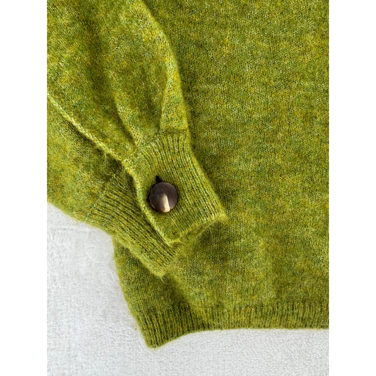 Sezane Louisa Jumper Green Kid Mohair Wool Sweater Relaxed Crewneck Xs — image 7 of 8